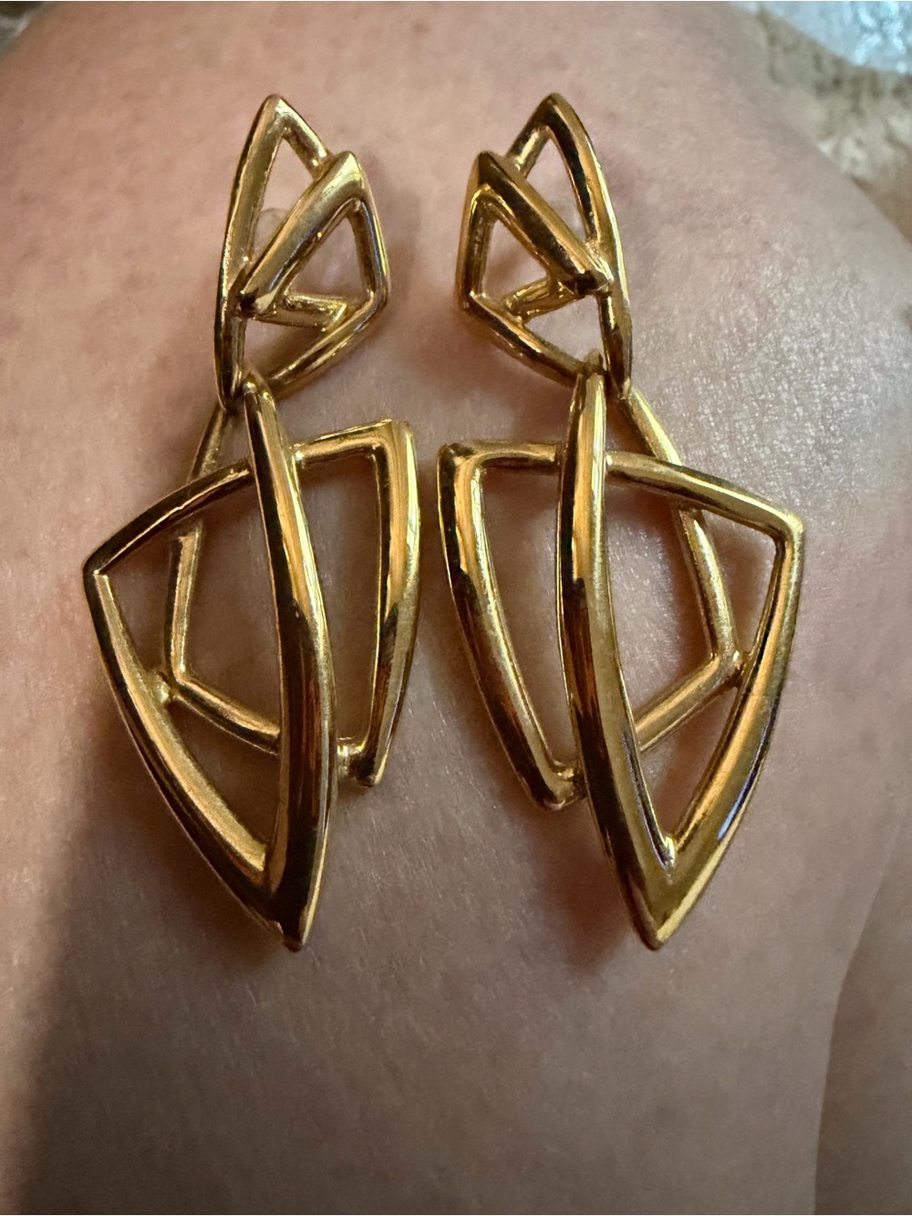 Vintage Trifari, Kunio Matsumoto Gold plated atomic Geometric pierced earrings